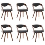 vidaXL Chaises à manger lot de 6 gris foncé bois courbé et tissu