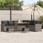 vidaXL Salon de jardin 4 Pièces avec coussins forme L gris résine tressée
