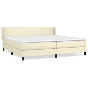 vidaXL Sommier à lattes de lit avec matelas Crème 200x200cm Similicuir