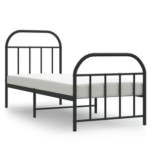 vidaXL Cadre de lit métal sans matelas avec pied de lit noir 75x190 cm