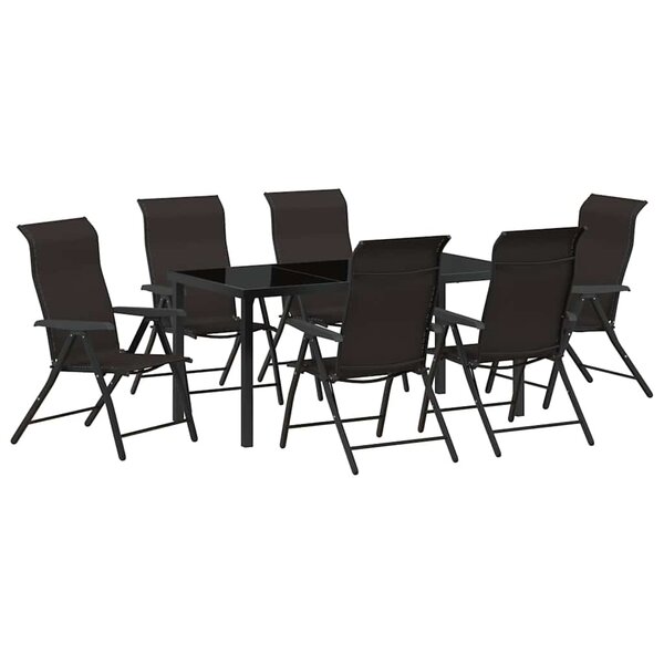 vidaXL Ensemble de salle à manger pour jardin 7 Pièces Noir café