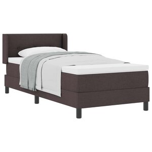 vidaXL Lit à ressorts avec tête de lit Marron foncé 200 x 90 cm tissu