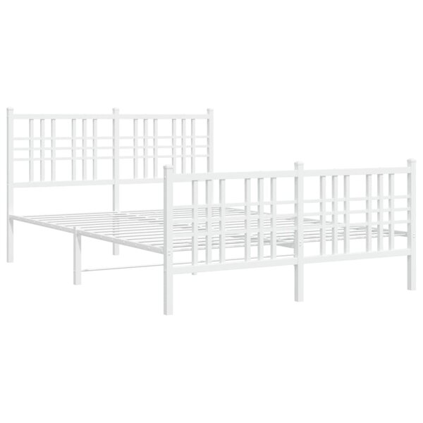 vidaXL Cadre de lit métal avec tête de lit/pied de lit blanc 137x190cm