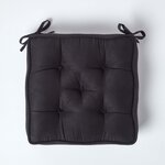 Galette de chaise coussin rehausseur en suédine Noir  40 x 40 x 10 cm - HOMESCAPES