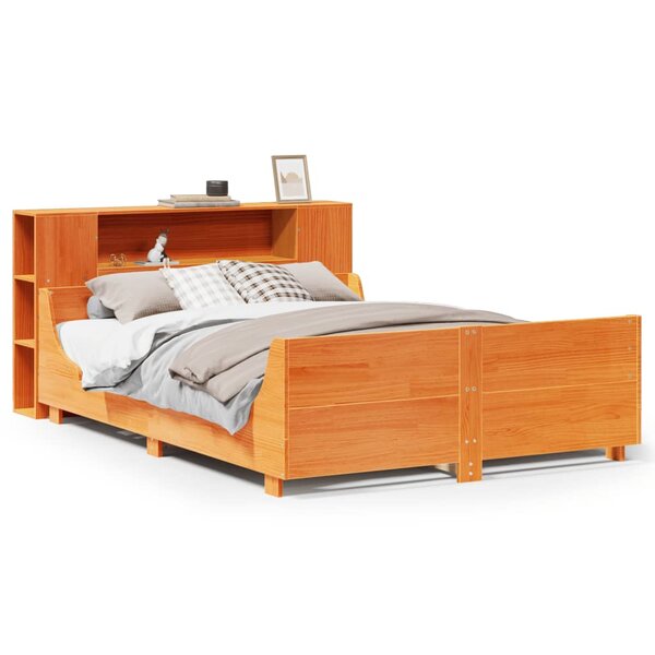 vidaXL Cadre de lit sans matelas cire marron 150x200cm bois pin massif