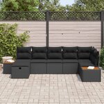 vidaXL Ensemble de canapé de jardin 7 Pièces Noir Poly rotin