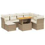 vidaXL Salon de jardin avec coussins 8 Pièces beige résine tressée