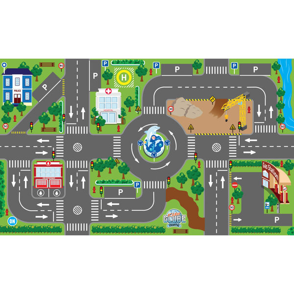 Kids globe tapis de circulation avec feux led pour enfants 72x120 cm