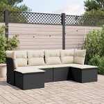 vidaXL Salon de jardin 6 Pièces avec coussins noir résine tressée