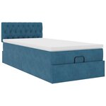 vidaXL Cadre de lit ottoman avec matelas bleu foncé 100x200 cm velours