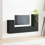 vidaXL Ensemble meuble TV Montage mural 3 Pièces Noir Bois d'ingénierie
