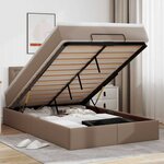 vidaXL Lit ottoman avec matelas & LED cappuccino 120x190cm similicuir