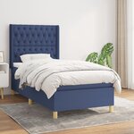 vidaXL Sommier à lattes de lit avec matelas Bleu 100x200 cm Tissu