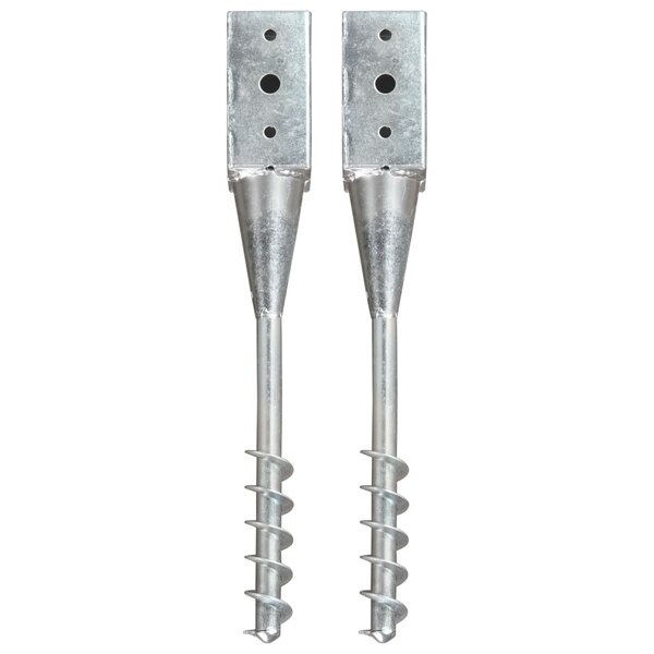 vidaXL Piquets au sol 2 Pièces Argenté 7x7x56 cm Acier galvanisé