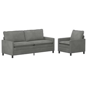 vidaXL Ensemble de Canapés 2 Pièces Gris foncé Velours