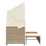 vidaXL Canapé de jardin 3 places avec auvent et tabourets beige rotin