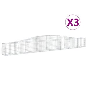 vidaXL Paniers à gabions arqués 3 Pièces 400x30x40/60 cm Fer galvanisé