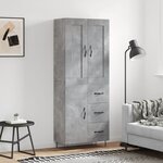 vidaXL Buffet haut Gris béton 69 5x34x180 cm Bois d'ingénierie