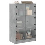 vidaXL Buffet haut avec portes gris béton 68x37x109 cm bois ingénierie