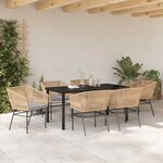 vidaXL Ensemble de salle à manger pour jardin 7 Pièces Marron Poly rotin