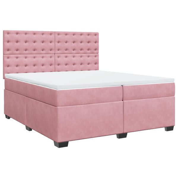 vidaXL Sommier à lattes de lit avec matelas Rose 200x200 cm Velours