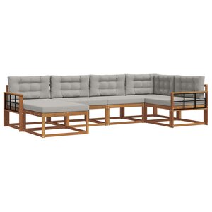 vidaXL Ensemble de canapés d'extérieur 6 pc Naturel et gris clair