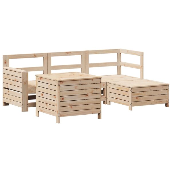 vidaXL Salon de jardin 5 Pièces bois de pin massif