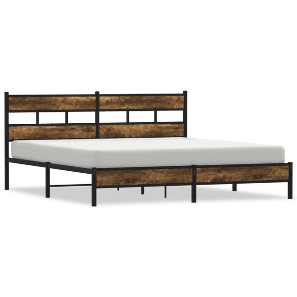 vidaXL Cadre de lit en métal sans matelas chêne fumé 193x203 cm