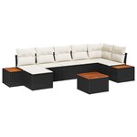 vidaXL Ensemble de canapé de jardin avec coussin 8 Pièces Noir et crème