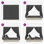 vidaXL Transat double avec toit Réglable Gris clair 205 x 129 x 200 cm