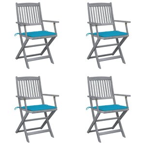 vidaXL Chaises pliables d'extérieur lot de 4 et coussins Bois d'acacia