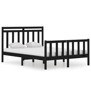 vidaXL Cadre de lit Noir Bois de pin massif 140x190 cm