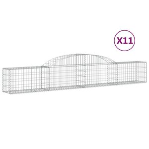 vidaXL Paniers à gabions arqués 11 Pièces 300x30x40/60 cm fer galvanisé