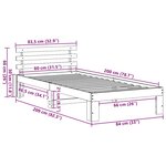 vidaXL Cadre de lit avec tête de lit Brun cire 80 x 200 cm Pin massif