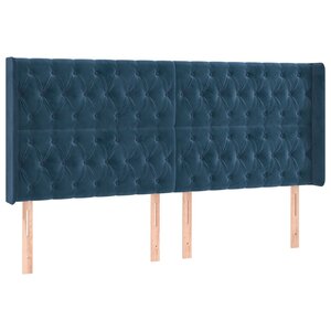 vidaXL Tête de lit avec oreilles Bleu foncé 183x16x118/128 cm Velours