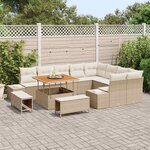 vidaXL Ensemble de canapé de jardin 12 Pièces Beige Poly rotin