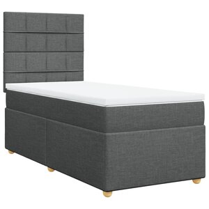 vidaXL Sommier à lattes de lit avec matelas Gris foncé 90x200 cm Tissu