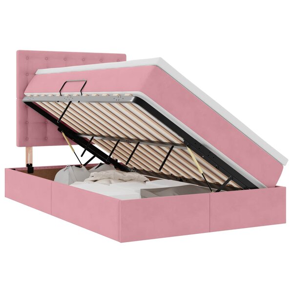 vidaXL Lit avec rangement et matelas Rose 120 x 200 cm Velours