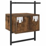 vidaXL Table de chevet murale chêne fumé 35x30x51 cm cm