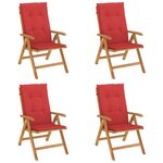 vidaXL Chaises de jardin inclinables lot de 4 et coussins bois teck