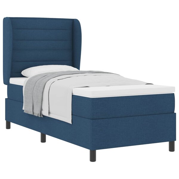vidaXL Lit à ressorts avec matelas Bleu 90 x 190 cm tissu