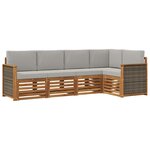 vidaXL Ensemble de canapés d'extérieur 4 pc Naturel et gris clair