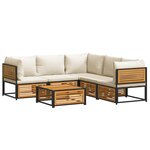 vidaXL Salon de jardin avec coussins 6 Pièces bois d'acacia solide