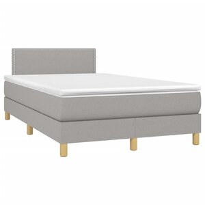 vidaXL Sommier à lattes de lit et matelas gris clair 120x190 cm tissu