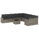 vidaXL Salon de jardin 11 Pièces avec coussins gris résine tressée