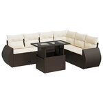 vidaXL Salon de jardin avec coussins 7 Pièces marron résine tressée