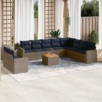 vidaXL Salon de jardin 11 Pièces avec coussins gris résine tressée