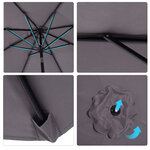 Parasol en métal rond polyester 180g/m² manivelle inclinable Ø 3 x 2 45 m gris