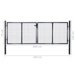 vidaXL Portail en maille de jardin Acier galvanisé 289x75 cm Gris