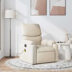vidaXL Fauteuil de massage inclinable Crème Tissu